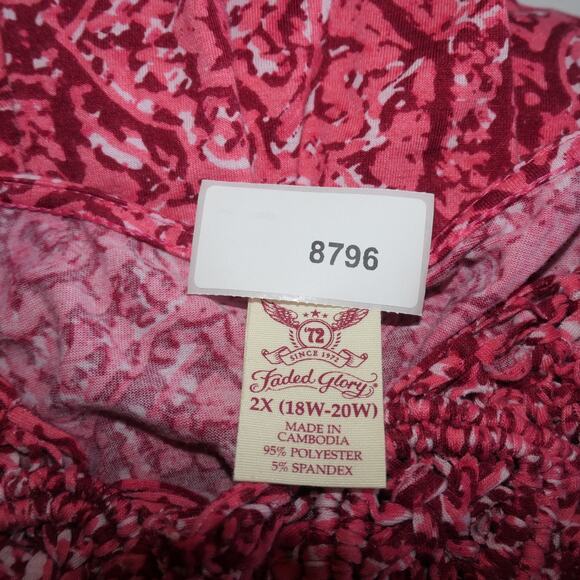 Faded Glory Maxi Dress Womens 2X Pink Abstract T Shirt Crochet Boho Flowy - Picture 10 of 11